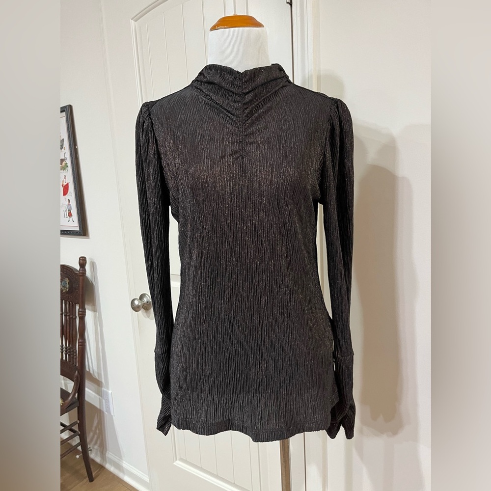 ESQUALO Shimmering Black and Gold Top